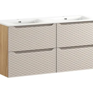 Badkamerset YOKA beige: 2 onderkasten 60cm met laden + inbouwwastafel Badkamerset YOKA beige: 2 onderkasten 60cm met laden + inbouwwastafel