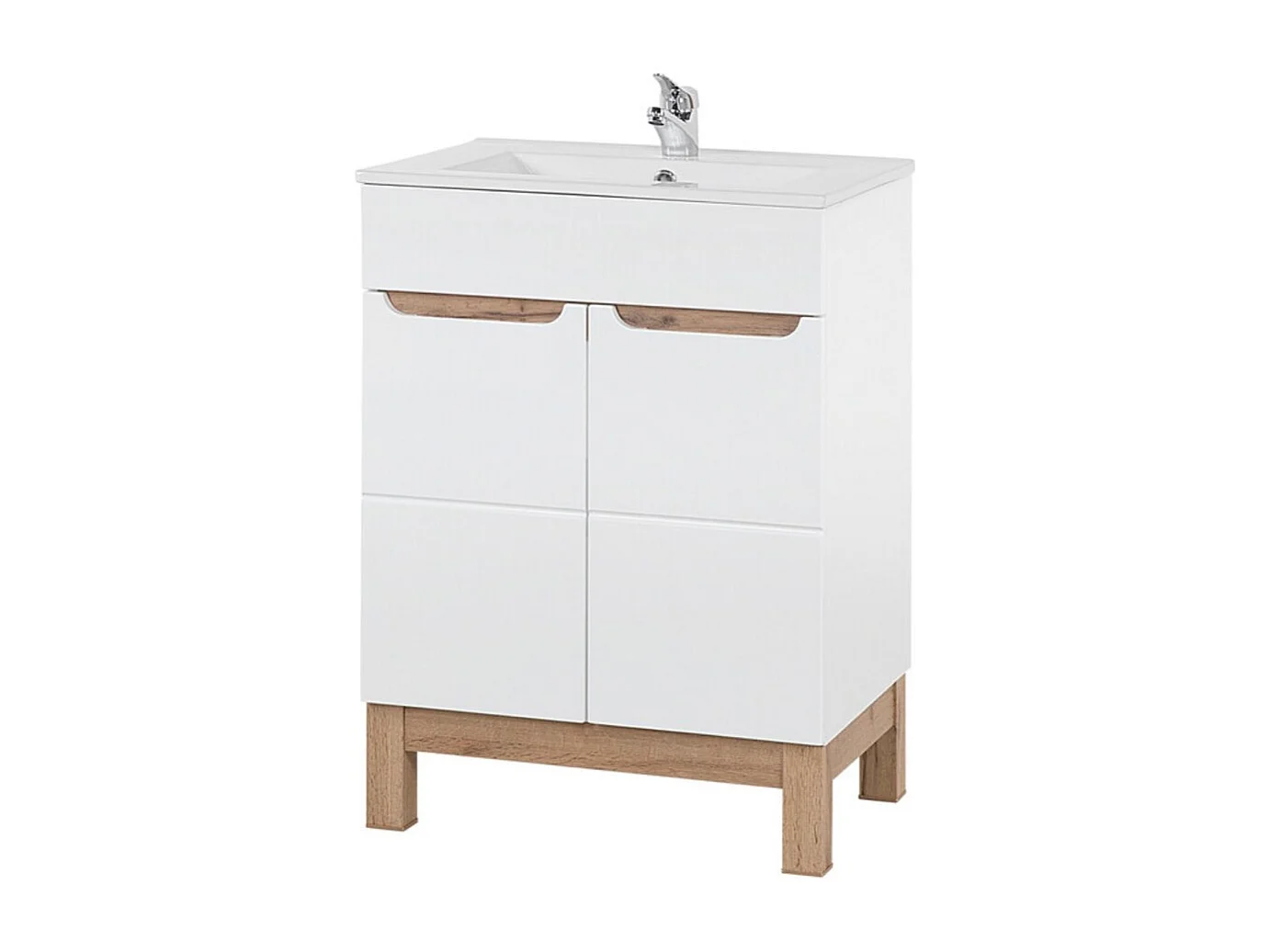 Badkamerset ERMANO: onderkast 60cm + rechthoekige inbouwwastafel + sifon