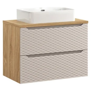 Badkamerset YOKA beige: onderkast met laden 80 cm + blad voor wastafel + opbouwwastafel Badkamerset YOKA beige: onderkast met laden 80 cm + blad voor wastafel + opbouwwastafel