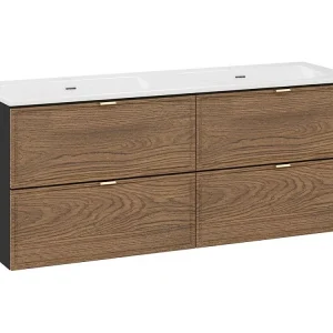 Badkamerset SAVIA: onderkastmeubel 120cm + dubbele witte inbouwwastafel Badkamerset SAVIA: onderkastmeubel 120cm + dubbele witte inbouwwastafel