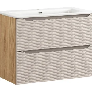 Badkamerset YOKA beige: onderkast met laden 80 cm + inbouwwastafel Badkamerset YOKA beige: onderkast met laden 80 cm + inbouwwastafel
