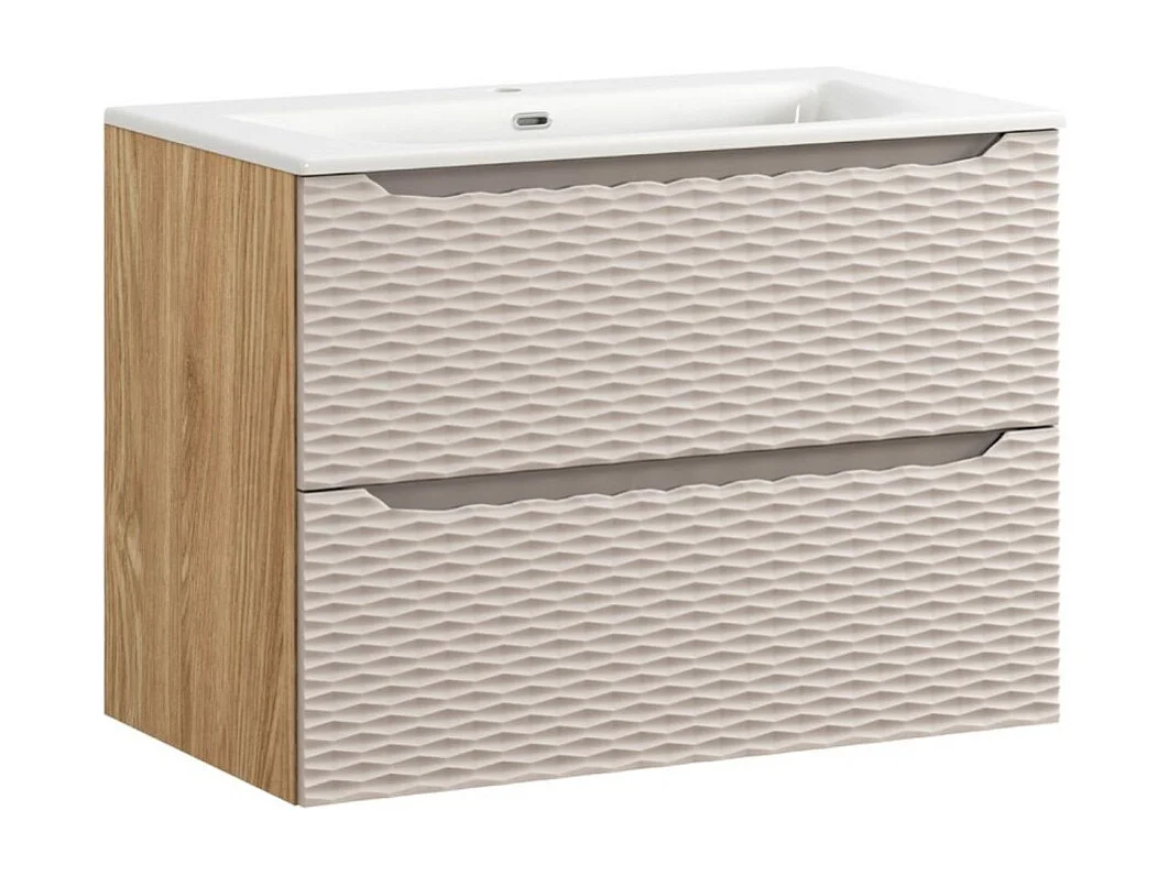 Badkamerset YOKA beige: onderkast met laden 80 cm + inbouwwastafel