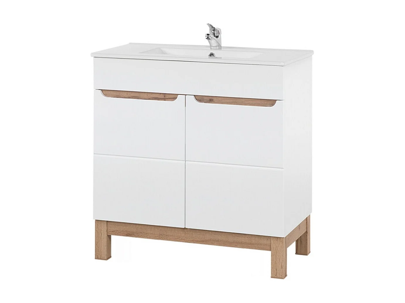 Badkamerset ERMANO: onderkast 80cm + rechthoekige inbouwwastafel + sifon