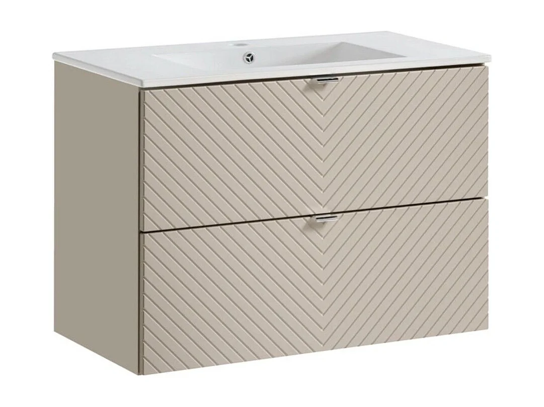 Badkamerset AOKI: onderkast met laden 80cm + inbouwwastafel wit