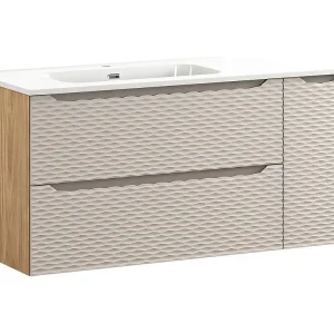 Badkamerset YOKA beige: onderbouwmeubel 120 cm + ingebouwde wastafel Badkamerset YOKA beige: onderbouwmeubel 120 cm + ingebouwde wastafel