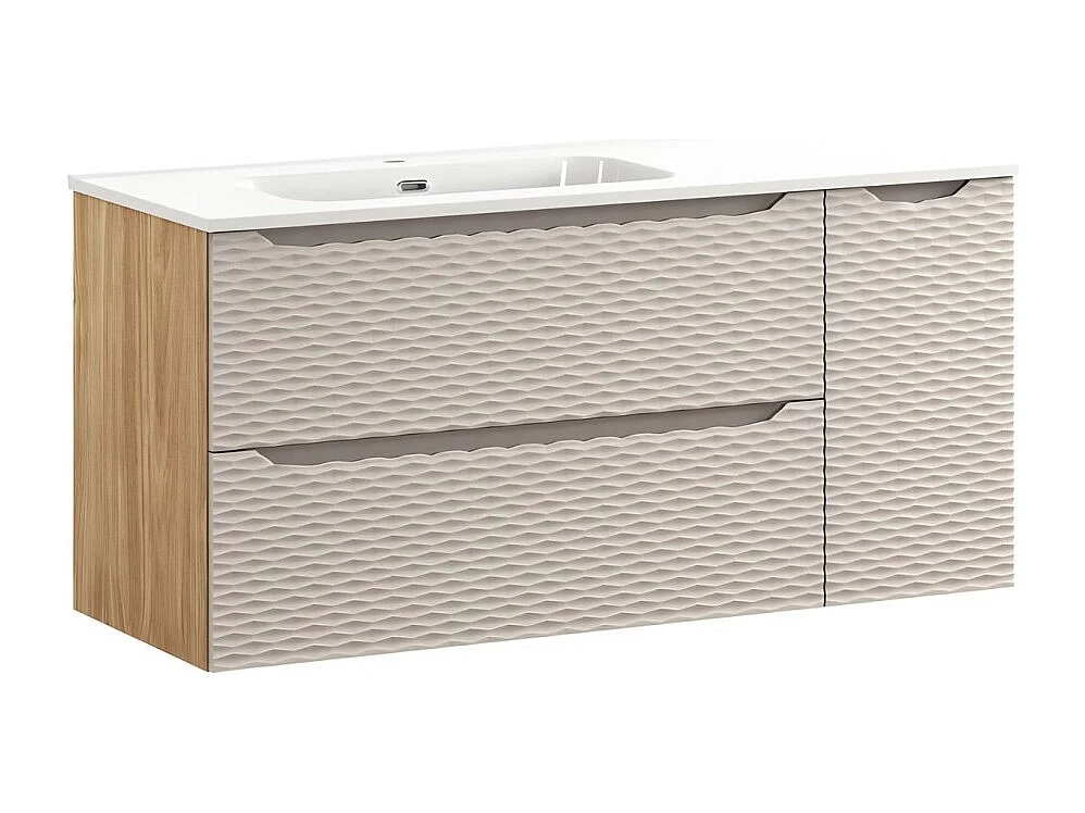Badkamerset YOKA beige: onderbouwmeubel 120 cm + ingebouwde wastafel