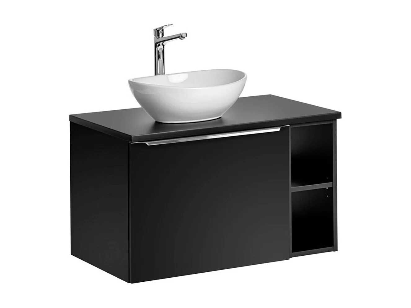 Badkamerset VANTA: onderkast 80cm + blad voor wastafel + opzetwastafel