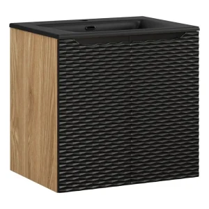 Badkamerset YOKA zwart: onderkast met kastjes 60 cm + zwarte inbouwwastafel Badkamerset YOKA zwart: onderkast met kastjes 60 cm + zwarte inbouwwastafel