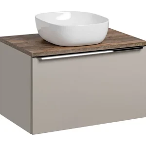 Badkamerset VANTA taupe: onderkast 80cm + wastafelblad + opbouwwastafel wit Badkamerset VANTA taupe: onderkast 80cm + wastafelblad + opbouwwastafel wit