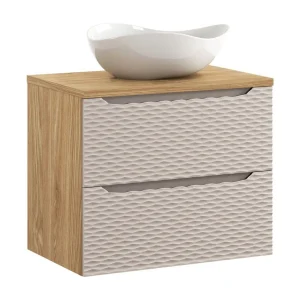 Badkamerset YOKA beige: onderkast met laden 70 cm + blad voor wastafel + opzetwastafel Badkamerset YOKA beige: onderkast met laden 70 cm + blad voor wastafel + opzetwastafel