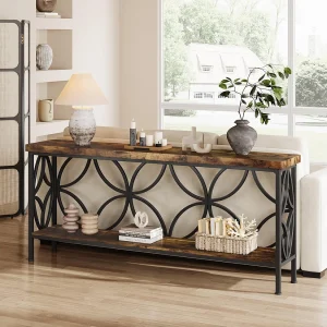 160cm smalle salontafel – lange industriële salontafel achter de bank