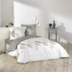 3-delige Beddenset Goyave Line 260×240 cm 100% Katoen Taupe met Bladerenmotief, Drukknopsluiting 3-delige Beddenset Goyave Line 260×240 cm 100% Katoen Taupe met Bladerenmotief, Drukknopsluiting