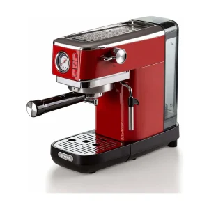 Ariete 1381 espressomachine van metaal met rode manometer, 15 bar, Maxi-Cappuccino en heetwaterdispenser Ariete 1381 espressomachine van metaal met rode manometer, 15 bar, Maxi-Cappuccino en heetwaterdispenser