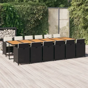 13-delige Tuinset met kussens poly rattan zwart 13-delige Tuinset met kussens poly rattan zwart