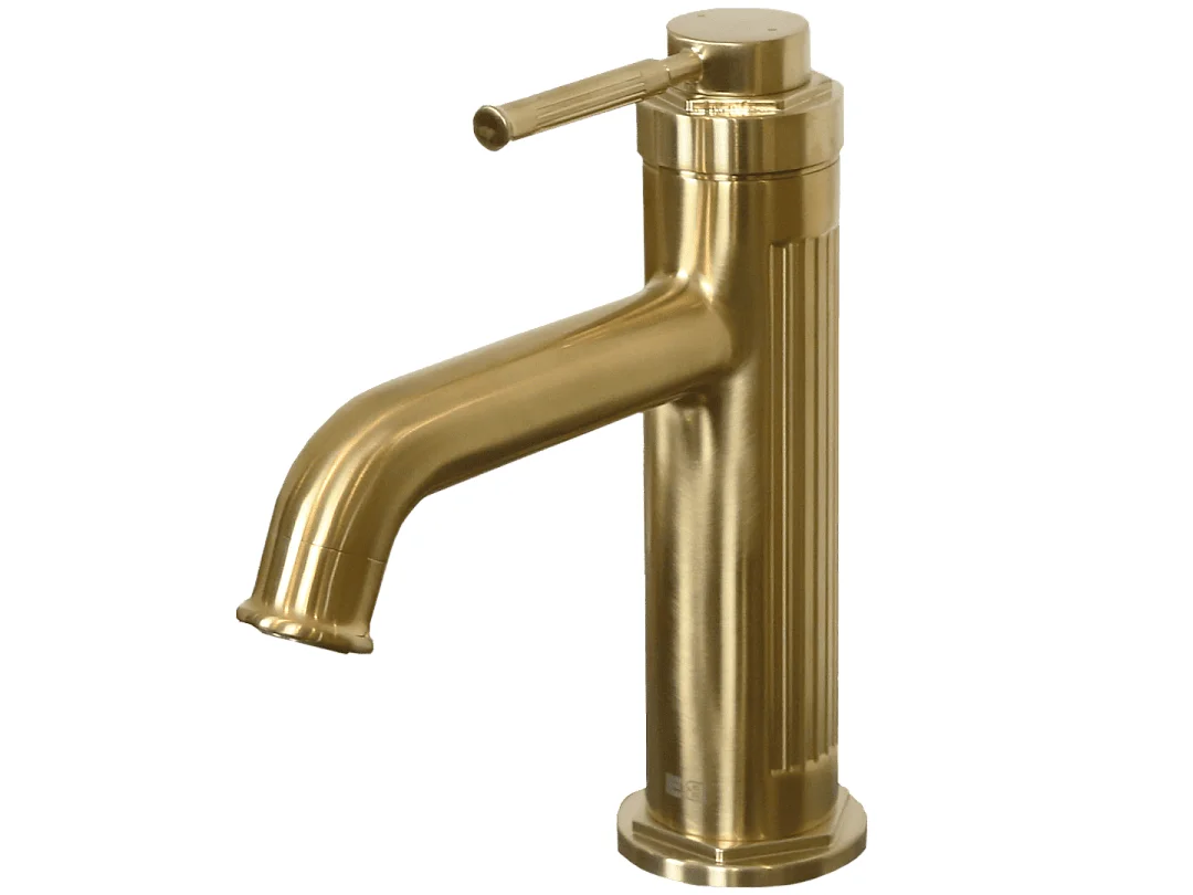 Art Deco lage wastafelmengkraan in geborsteld goud - Essebagno