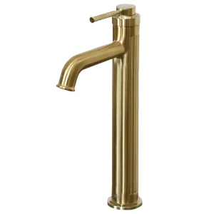 Art Deco hoge wastafelmengkraan in geborsteld goud – Essebagno Art Deco hoge wastafelmengkraan in geborsteld goud – Essebagno