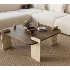 Afrolli" houten salontafel – 90 x 90 x 35 cm – Bruin Afrolli" houten salontafel – 90 x 90 x 35 cm – Bruin