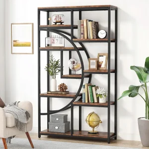 5-laags industriële boekenkast, vrijstaande hoge boekenkast met 9 open opbergplanken voor woonkamer, slaapkamer, thuiskantoor 5-laags industriële boekenkast, vrijstaande hoge boekenkast met 9 open opbergplanken voor woonkamer, slaapkamer, thuiskantoor