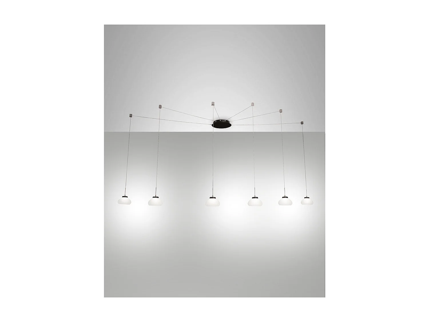 Lustre suspension Arabella LED en métal et verre soufflé blanc 3547-46-102 Fabas Luce