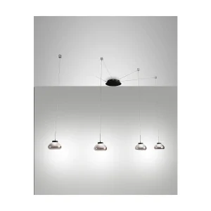 Lustre suspension Arabella LED en métal et verre soufflé fumé 3547-49-126 Fabas Luce Lustre suspension Arabella LED en métal et verre soufflé fumé 3547-49-126 Fabas Luce