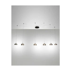 Lustre suspension Arabella LED en métal et verre soufflé fumé 3547-46-126 Fabas Luce Lustre suspension Arabella LED en métal et verre soufflé fumé 3547-46-126 Fabas Luce