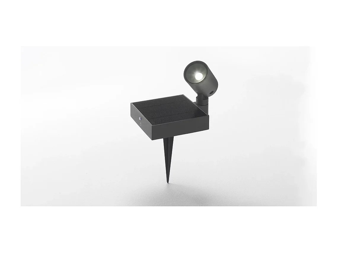 1,3W LED-vloerspot op zonne-energie met batterij en zonnepanelen, IP65, donkergrijs