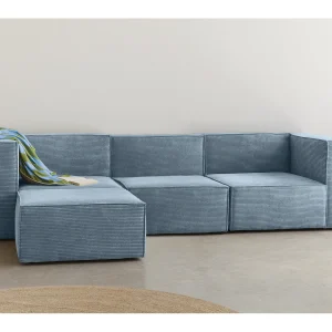 3-zitsbank met chaise longue, bekleed met corduroy stof in Cornish blauw 3-zitsbank met chaise longue, bekleed met corduroy stof in Cornish blauw