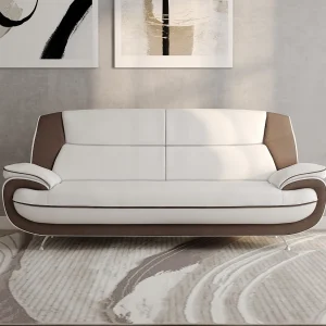 3-zits bank, stof Kronos, wit + bruin, Palermo 3-zits bank, stof Kronos, wit + bruin, Palermo