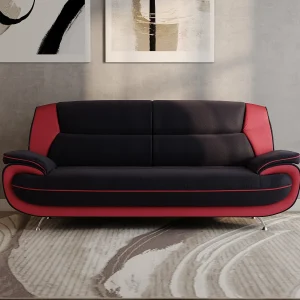 3-zits bank, stof Soft, zwart + rood, Palermo 3-zits bank, stof Soft, zwart + rood, Palermo