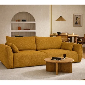 Bank met slaapfunctie en opbergruimte, chenille stof Flow, geel, Zephira Bank met slaapfunctie en opbergruimte, chenille stof Flow, geel, Zephira