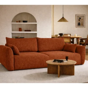 Bank met slaapfunctie en opbergruimte, chenille stof Flow, koper, Zephira Bank met slaapfunctie en opbergruimte, chenille stof Flow, koper, Zephira