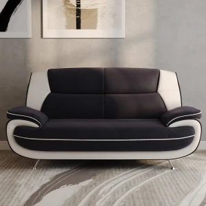 2-zits bank, stof Soft, zwart + wit, Palermo