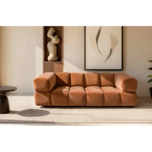 Bank 3-zits, Veloursstof Bluvel, Kaneel, Averro Bank 3-zits, Veloursstof Bluvel, Kaneel, Averro