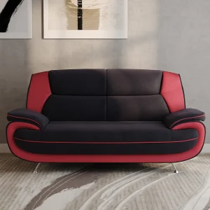 2-zits bank, stof Soft, zwart + rood, Palermo