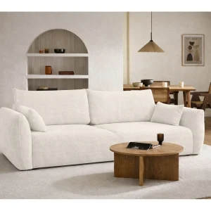 Bank met slaapfunctie en opbergruimte, chenille stof Flow, beige, Zephira Bank met slaapfunctie en opbergruimte, chenille stof Flow, beige, Zephira