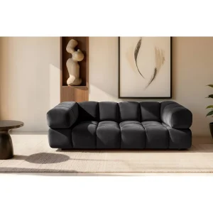 Bank 3-zits, Veloursstof Bluvel, Zwart, Averro Bank 3-zits, Veloursstof Bluvel, Zwart, Averro