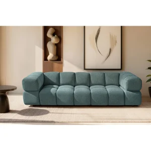 Bank 4-zits, Chenille stof Puente, Azurblauw, Averro Bank 4-zits, Chenille stof Puente, Azurblauw, Averro
