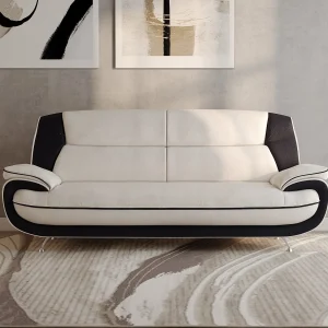 3-zits bank, stof Soft, wit + zwart, Palermo 3-zits bank, stof Soft, wit + zwart, Palermo