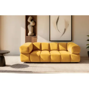 Bank 3-zits, Veloursstof Bluvel, Goud, Averro Bank 3-zits, Veloursstof Bluvel, Goud, Averro