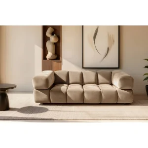 Bank 3-zits, Veloursstof Bluvel, Latte, Averro Bank 3-zits, Veloursstof Bluvel, Latte, Averro