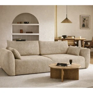 Bank met slaapfunctie en opbergruimte, chenille stof Flow, donkerbeige, Zephira Bank met slaapfunctie en opbergruimte, chenille stof Flow, donkerbeige, Zephira