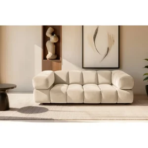 Bank 3-zits, Veloursstof Bluvel, Crème, Averro Bank 3-zits, Veloursstof Bluvel, Crème, Averro