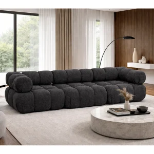 Bank, 3-zits modulair, bouclé stof Abriamo, grafiet, Selia Bank, 3-zits modulair, bouclé stof Abriamo, grafiet, Selia