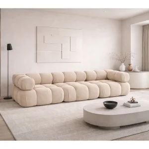 Bank, 3-zits modulair, veloursstof Salvador, beige, Selia Bank, 3-zits modulair, veloursstof Salvador, beige, Selia