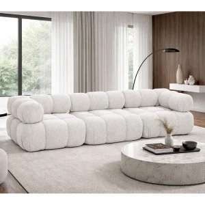Bank, 3-zits modulair, bouclé stof Abriamo, ecru, Selia Bank, 3-zits modulair, bouclé stof Abriamo, ecru, Selia