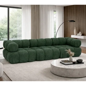 Bank, 3-zits modulair, bouclé stof Abriamo, donkergroen, Selia Bank, 3-zits modulair, bouclé stof Abriamo, donkergroen, Selia