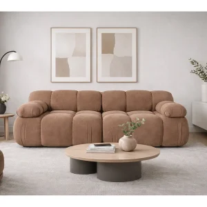 Bank, 2-zits modulair, veloursstof Salvador, donkerbeige, Selia Bank, 2-zits modulair, veloursstof Salvador, donkerbeige, Selia