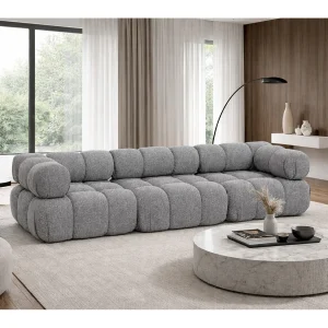 Bank, 3-zits modulair, bouclé stof Abriamo, donkergrijs, Selia Bank, 3-zits modulair, bouclé stof Abriamo, donkergrijs, Selia