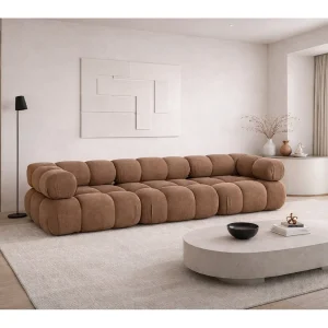 Bank, 3-zits modulair, veloursstof Salvador, donkerbeige, Selia Bank, 3-zits modulair, veloursstof Salvador, donkerbeige, Selia