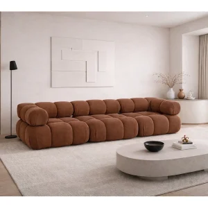 Bank, 3-zits modulair, veloursstof Salvador, donkerbruin, Selia Bank, 3-zits modulair, veloursstof Salvador, donkerbruin, Selia